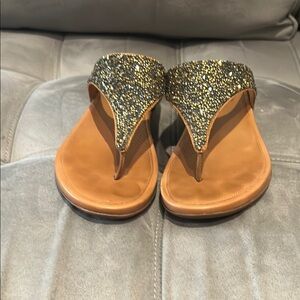 Fitflop Glamorous Tan and Gold Sandals Size 8
